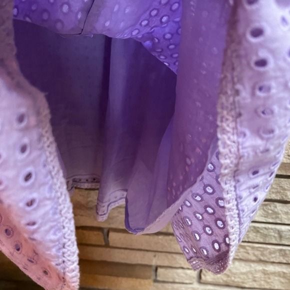 ALICE + OLIVIA Remada Eyelet Cotton Ruffle Dress Cotton Lavender size 10 - Picture 9 of 12